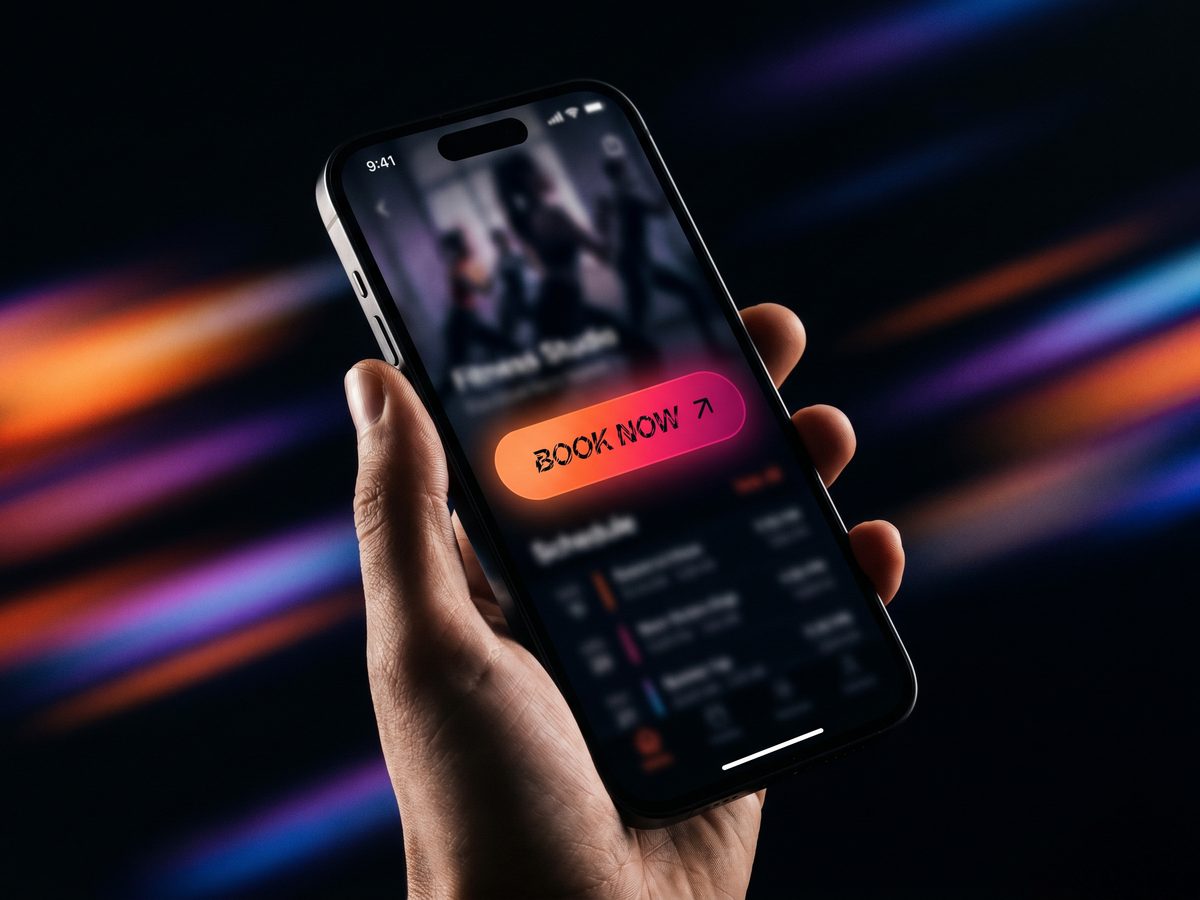 Volt Fitness booking landing page on mobile — high-converting fitness studio web design